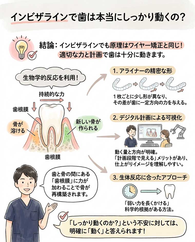 インビザラインで歯は本当にしっかり動くの？の図解