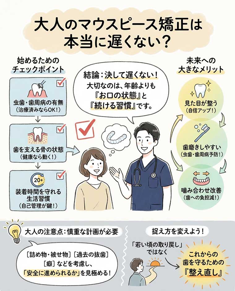 大人のマウスピース矯正は本当に遅くない？の図解